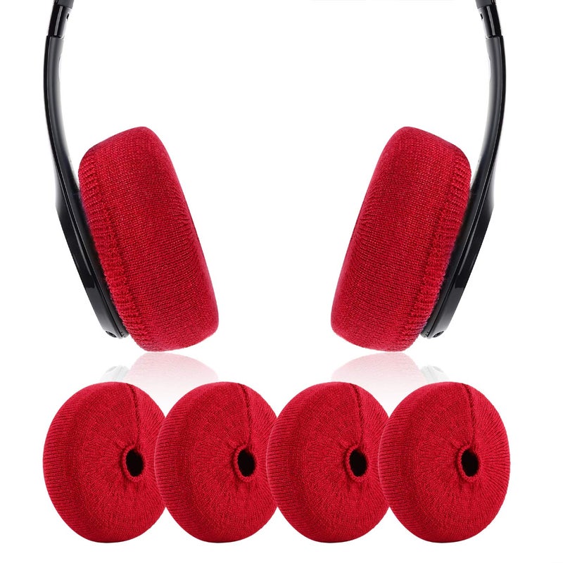 JARMOR Earpads Sweater Cover Protectors with Knit Fabric for Beats Solo 3/2, Solo HD/Mixr/EP Headphones and Other Headsets with 1.57-3.14 Inch Ear Cushions [ 2 Pairs ] (Red) - Image 1